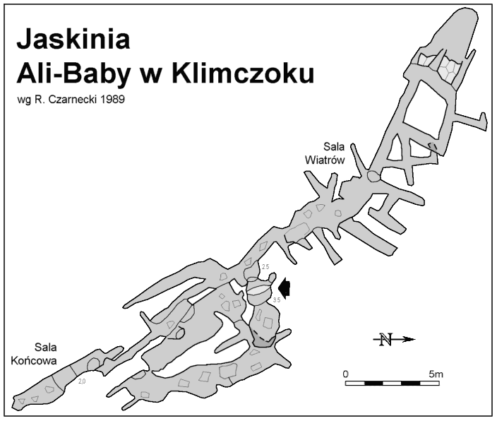 Plan jaskini Ali-Baby w Klimczoku